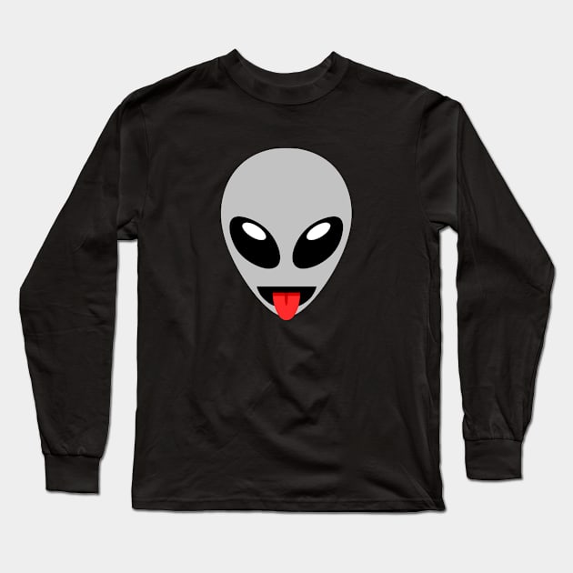 Alien Emoji With Tongue Sticking Out Long Sleeve T-Shirt by SpaceAlienTees